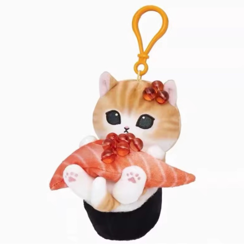 🍣🐱 12.5cm Mofusand Cat Salmon Roe Sushi Ikura Nigiri Costume Soft Plush Keychain